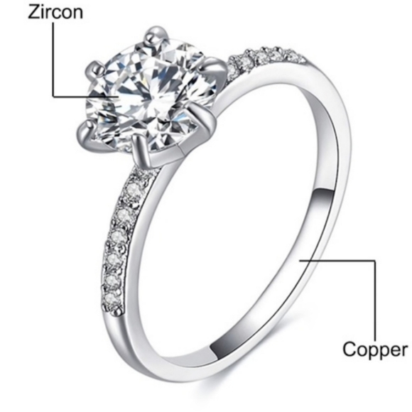 6-Prong CZ Pave Faux Diamond Ring - Picture 5 of 7